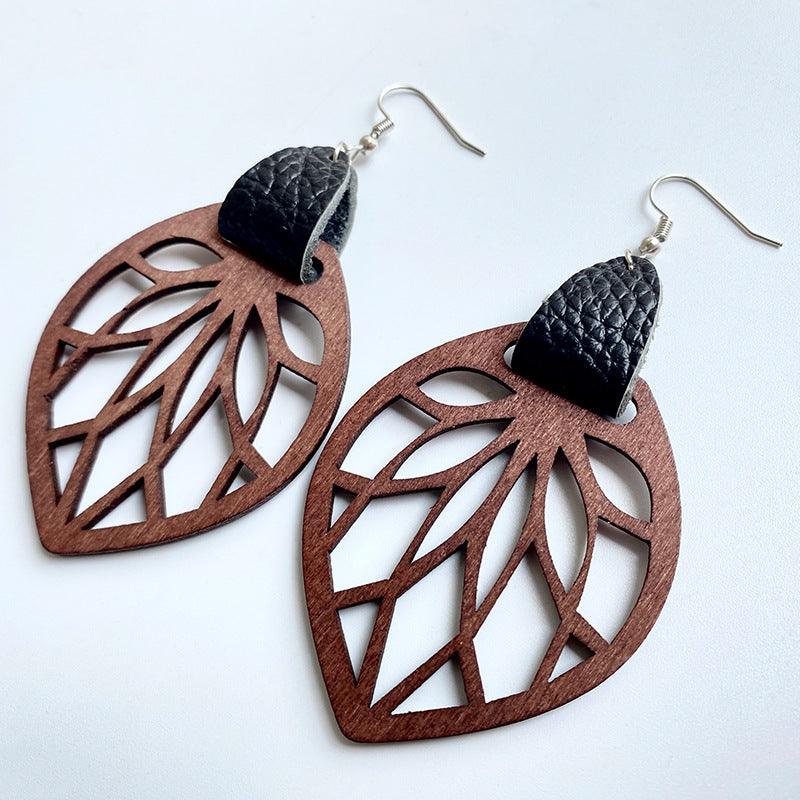 Leaf Drop Earrings Black One Size