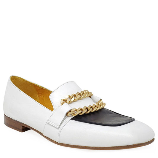 Flat Loafer Wht/Blk