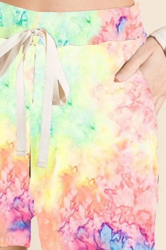 BiBi Tie Dye Soft Knit Casual Shorts
