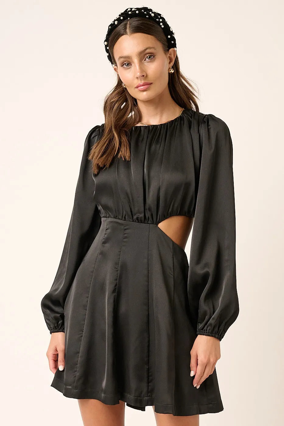Mittoshop Satin Side Cutout Detail Mini Dress BLACK