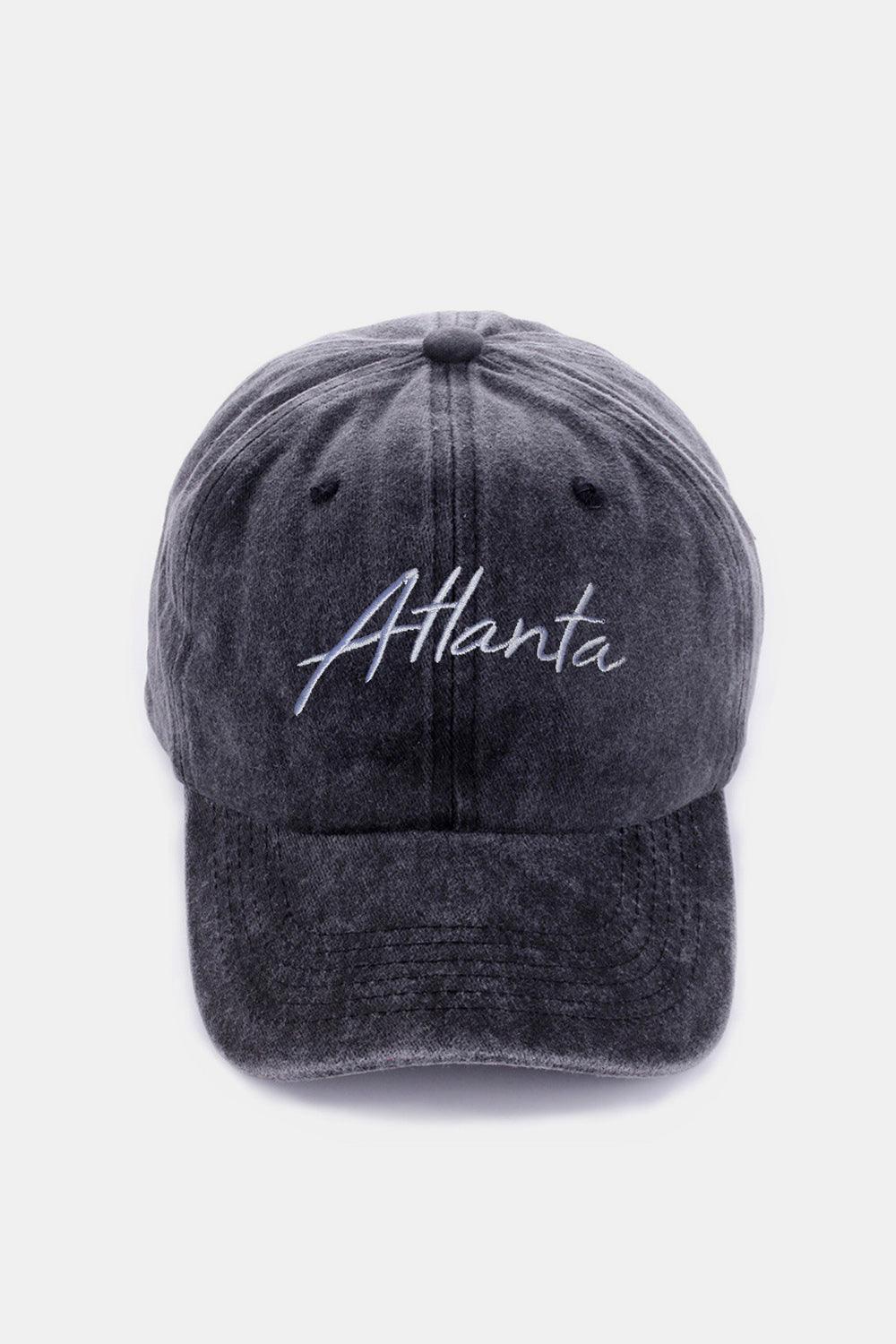 Zenana Washed ATLANTA Embroidered Baseball Cap Atlanta Black One Size