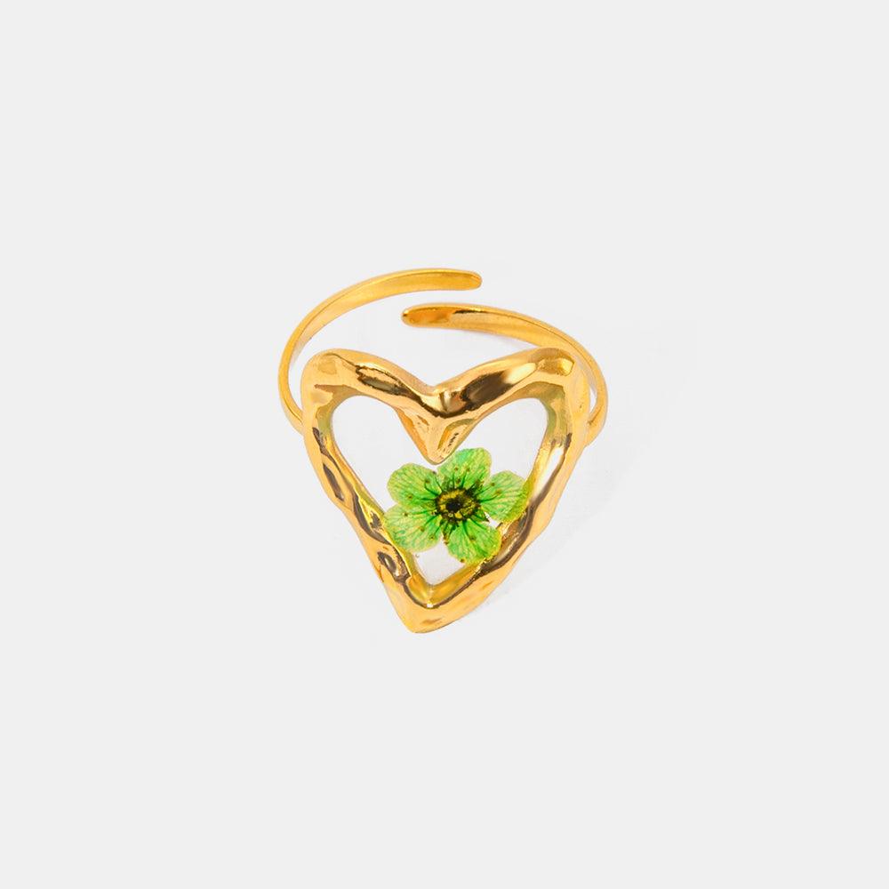Stainless Steel Eternal Flower Ring Gold One Size