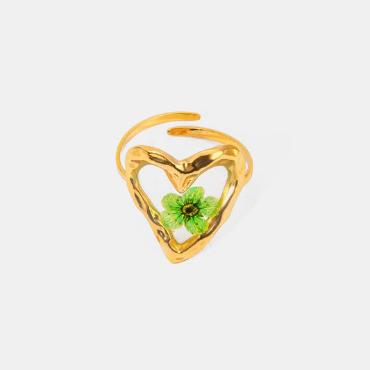 Stainless Steel Eternal Flower Ring Gold One Size