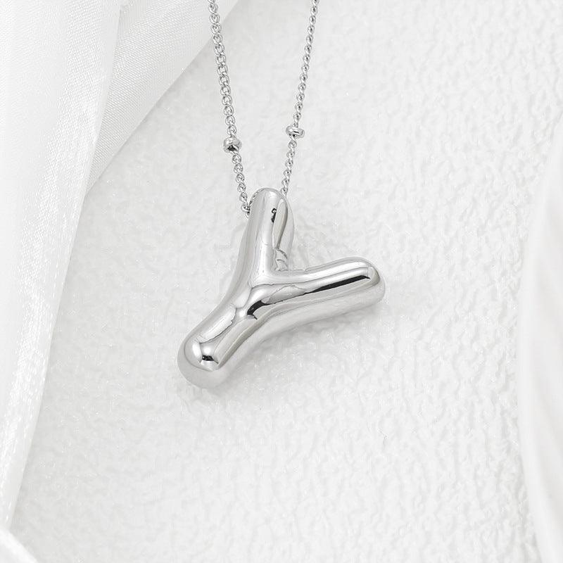 Copper Bubble Letter Pendant Necklace Style Y One Size
