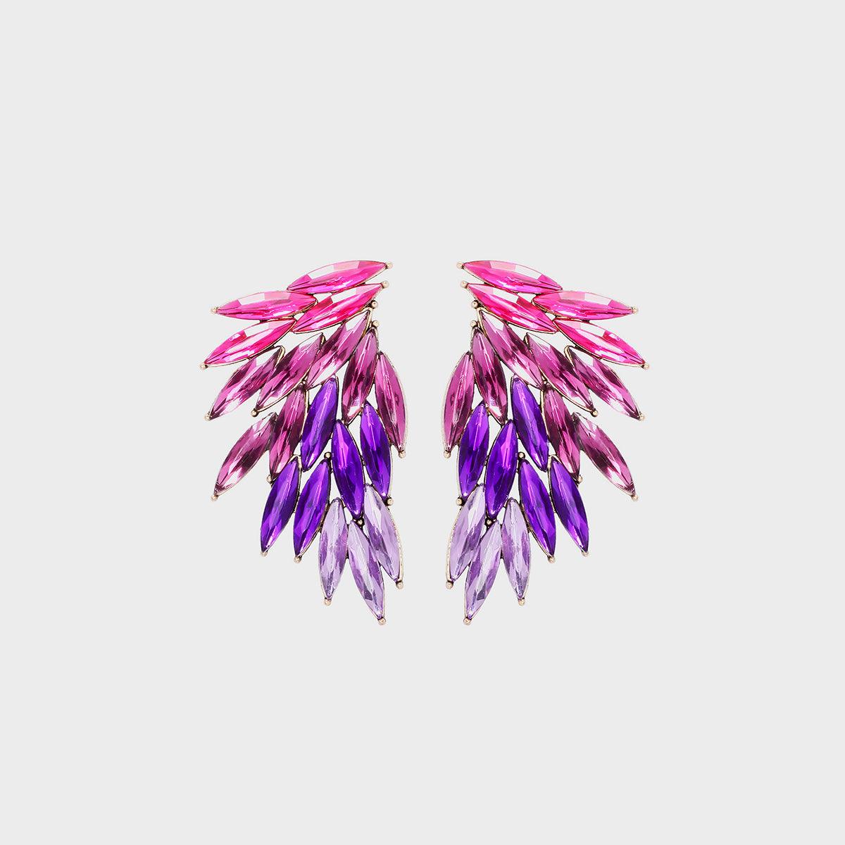 Alloy Acrylic Wing Earrings Lavender One Size