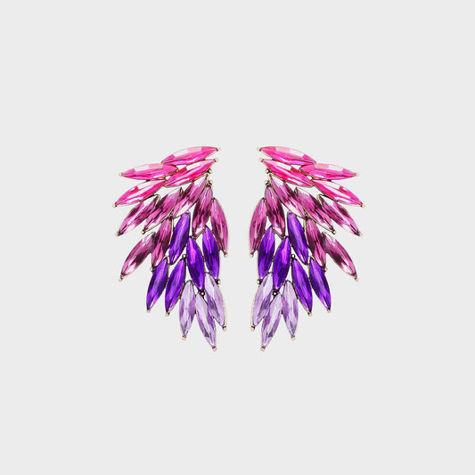Alloy Acrylic Wing Earrings Lavender One Size