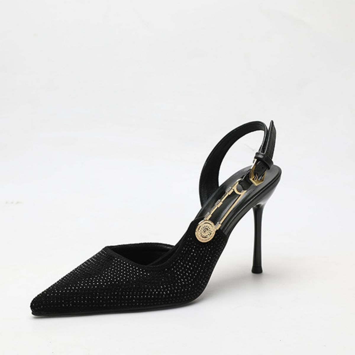 Rhinestone Point Toe Stiletto Slingback Pumps