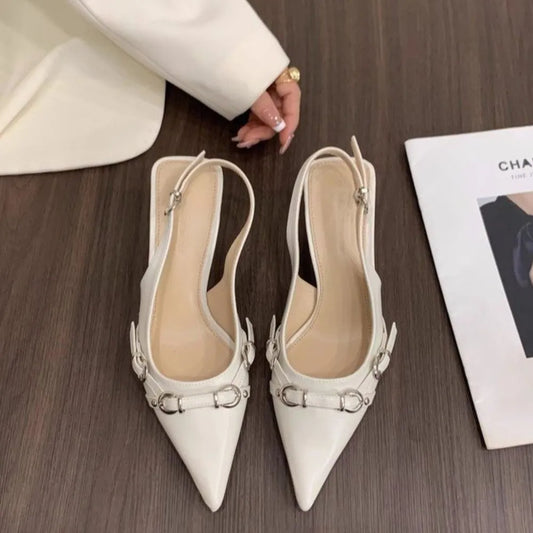 Slingback Pointed Toe Pumps Eggshell