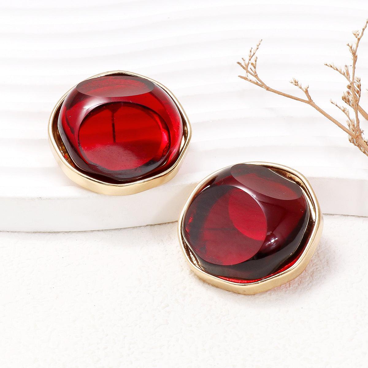 Alloy Geometric Earrings Burgundy One Size