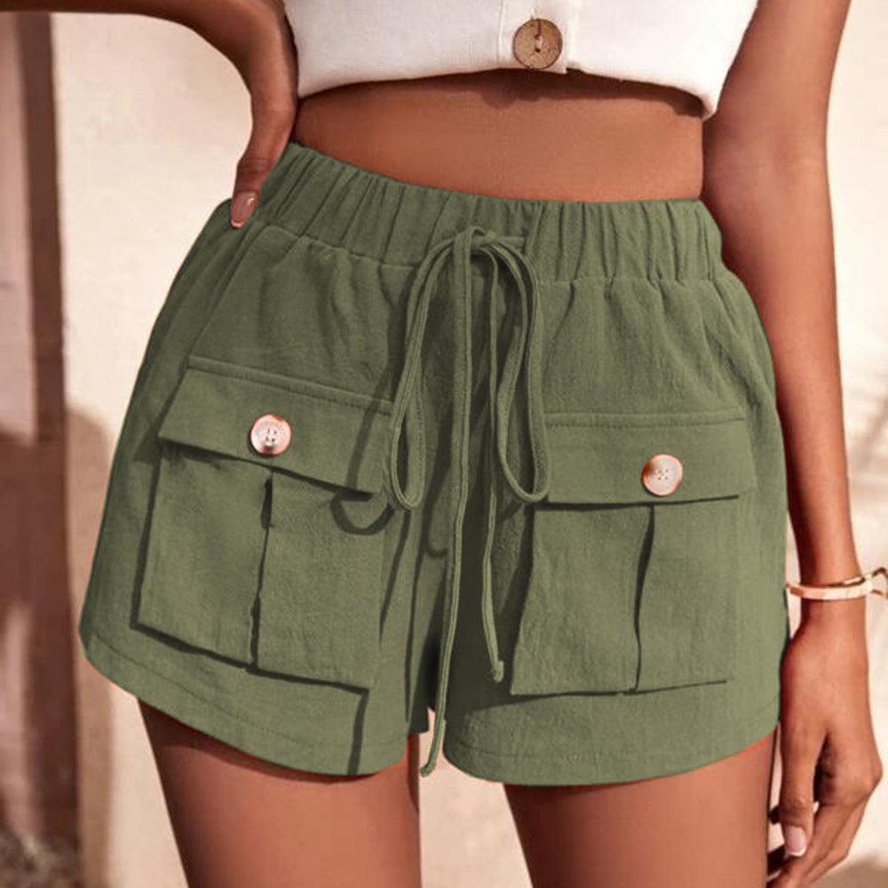 Tie Waist Cargo Shorts Matcha Green