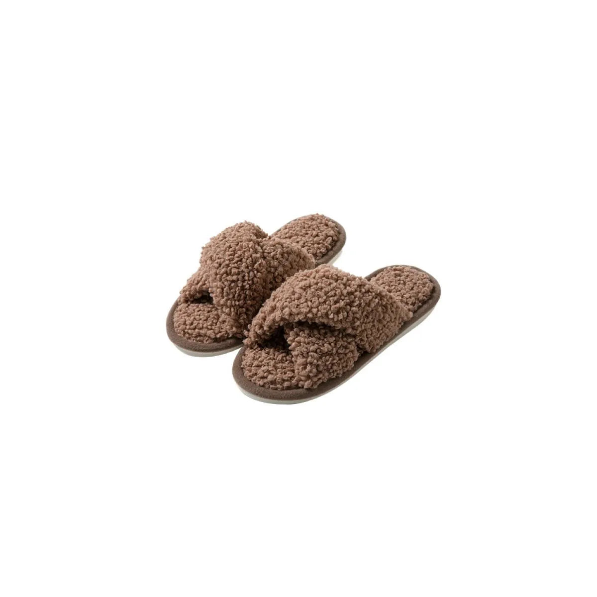 Open Toe Platform Slippers Brown