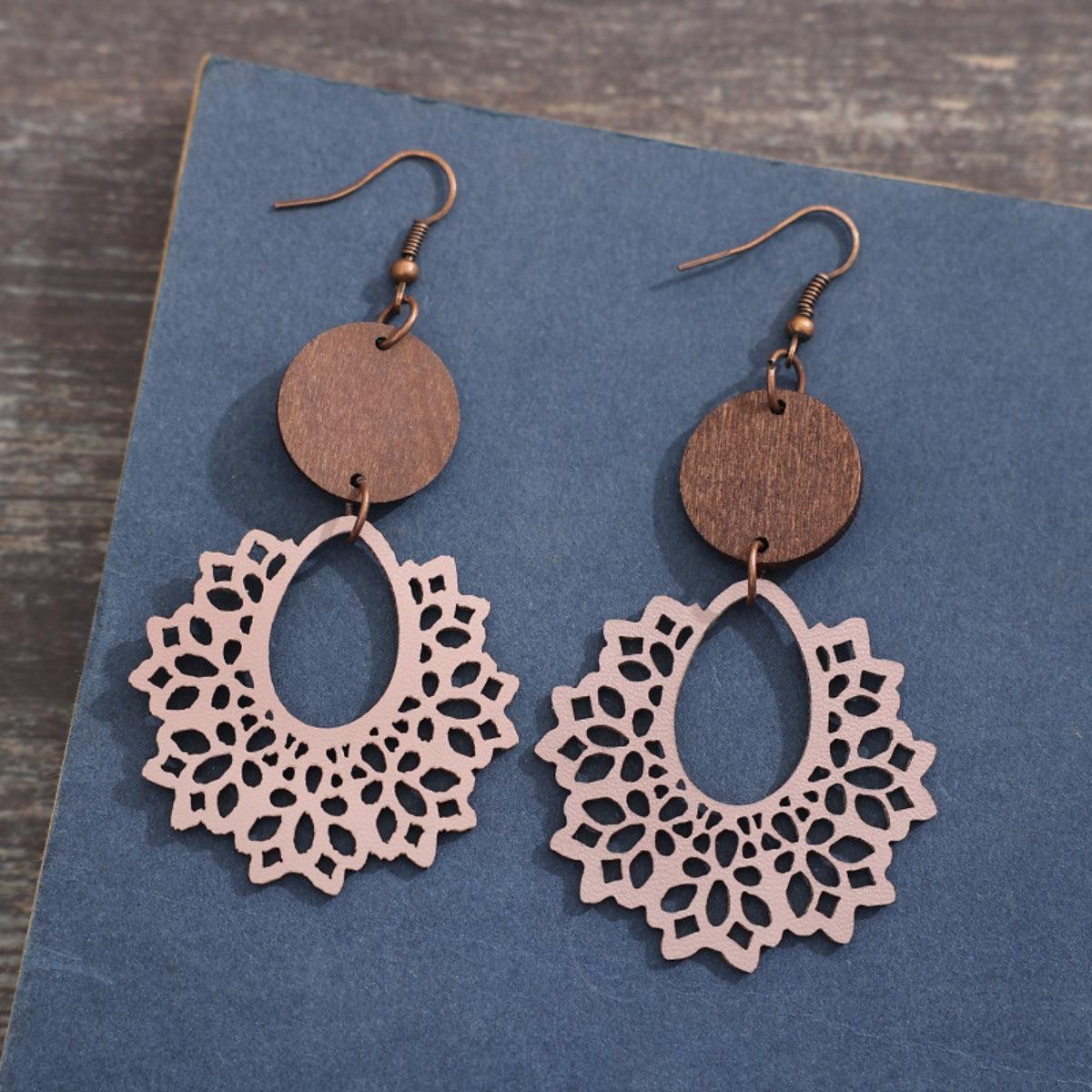 Geometric Cutout Dangle Earrings Dusty Pink One Size
