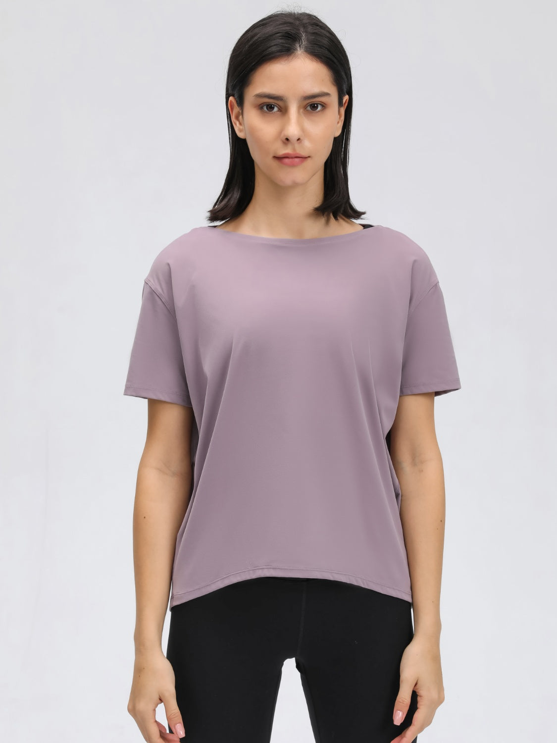 Millennia Round Neck Short Sleeve Active T-Shirt Lilac