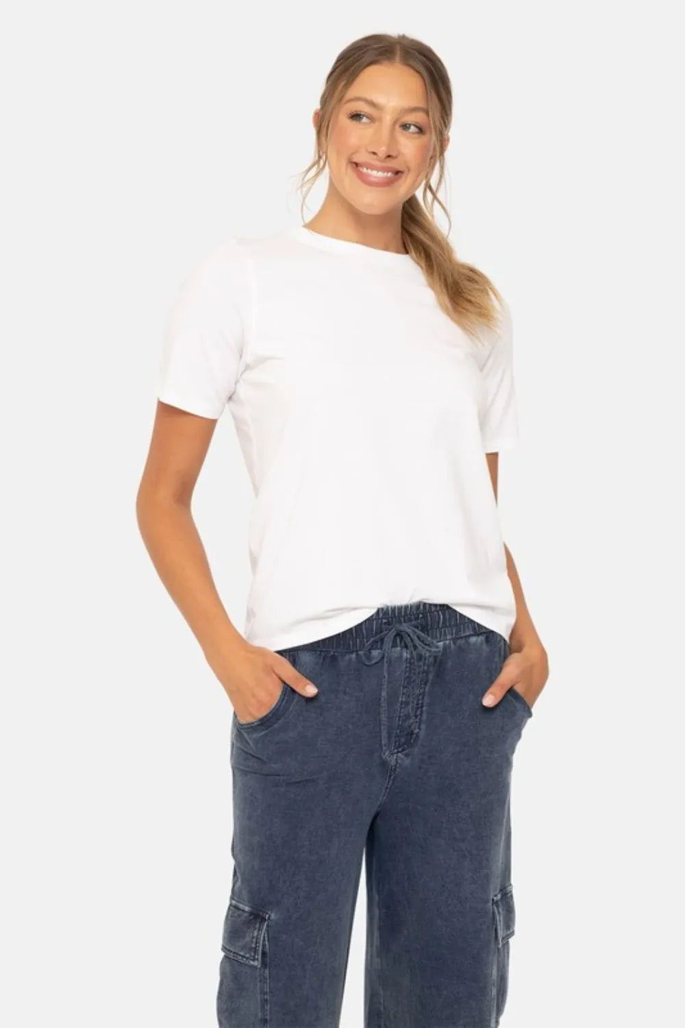MONO B Round Neck Short Sleeve T-Shirt WHITE