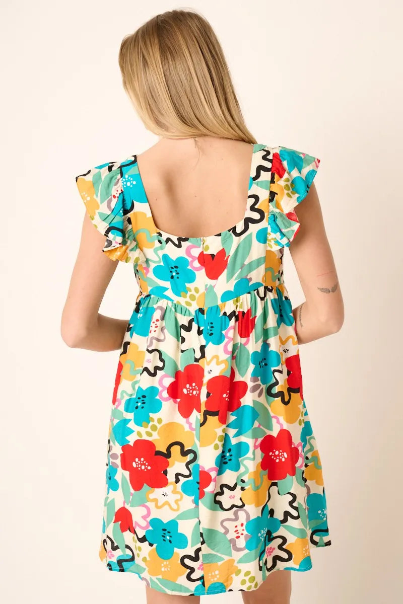 Mittoshop Multi Color Flower Print Babydoll Dress