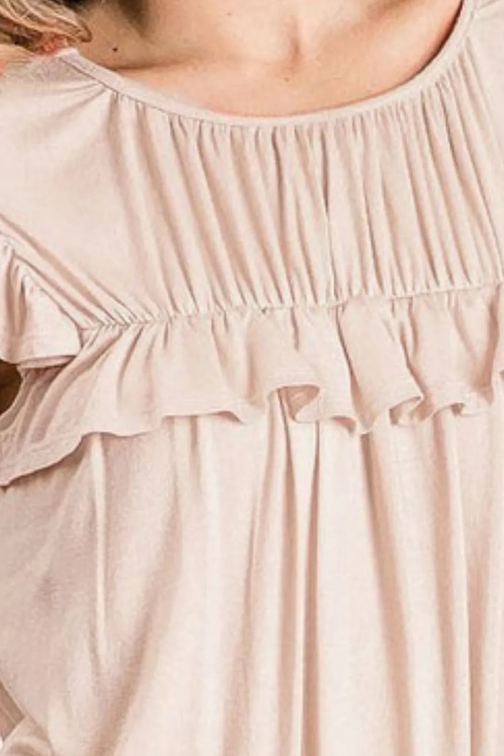 BiBi Jersey Knit Gathered Top with Ruffles