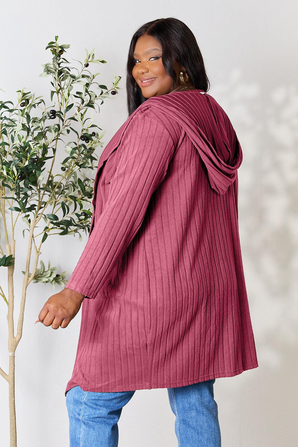 Basic Bae Full Size Hooded Sweater Cardigan for Ultimate Comfort