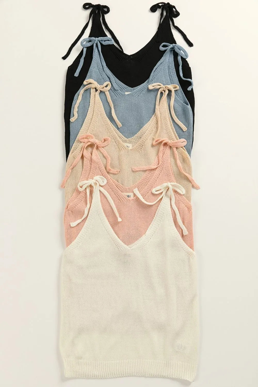 BiBi Tied Shoulder Solid Knit Top
