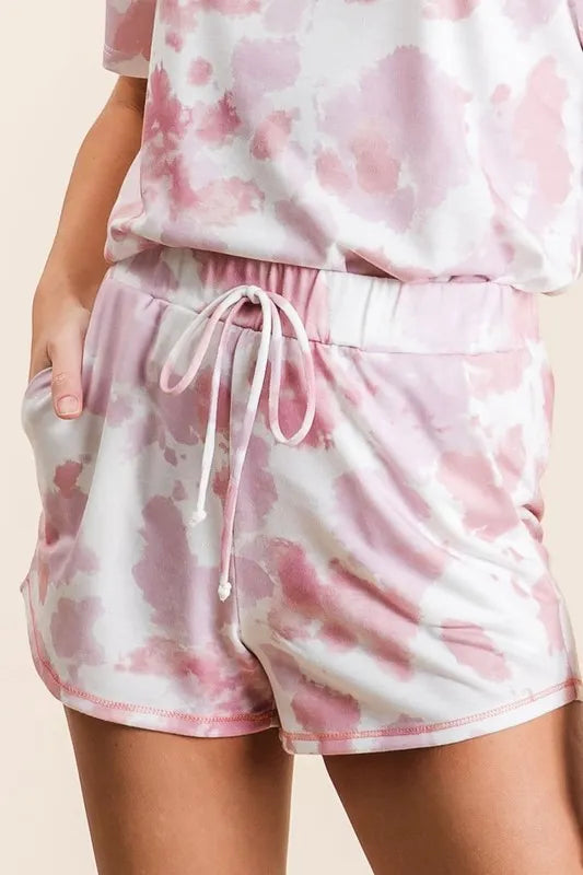 BiBi Tie Dye Print Terry Shorts With Side Pockets