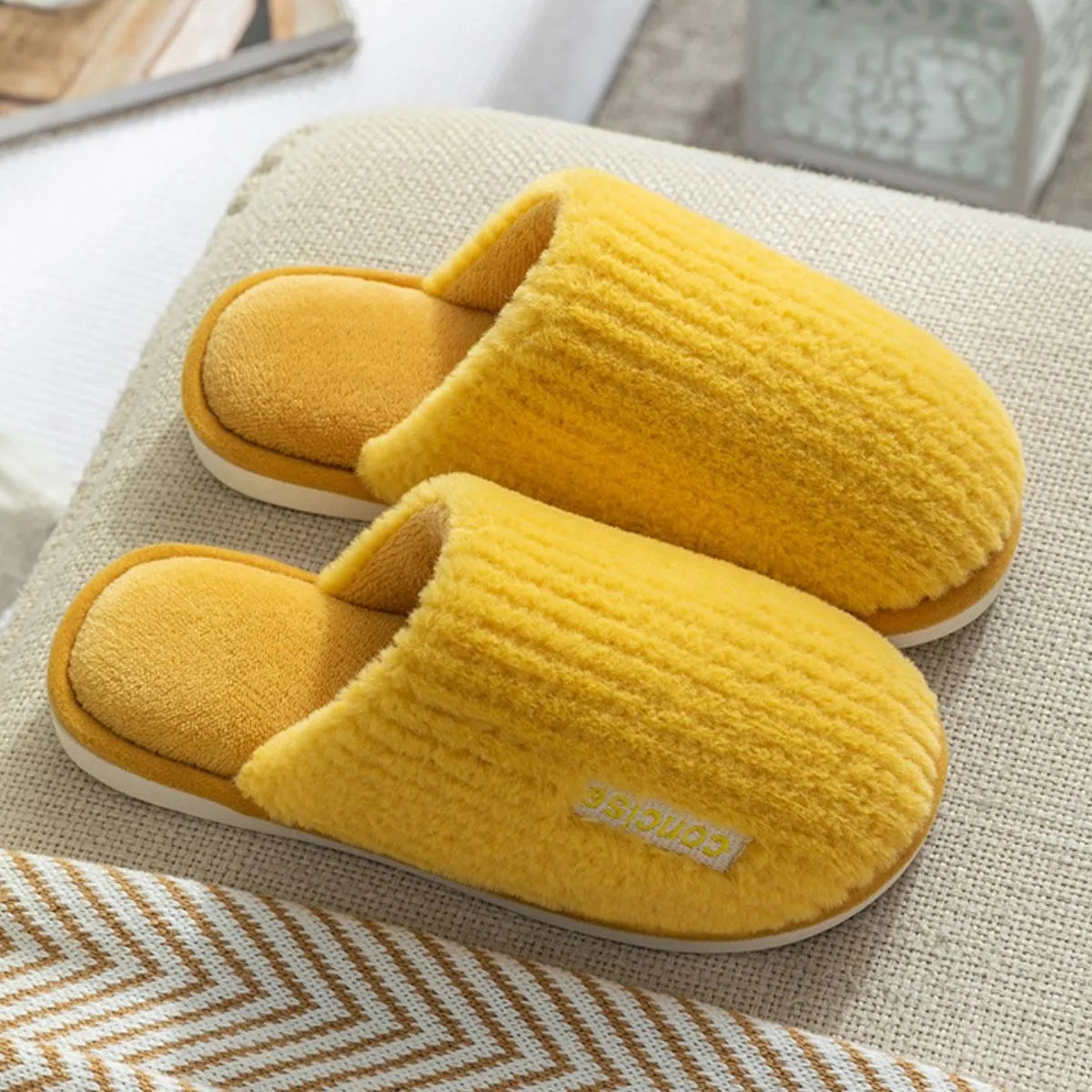 Round Toe Flats Slippers Yellow