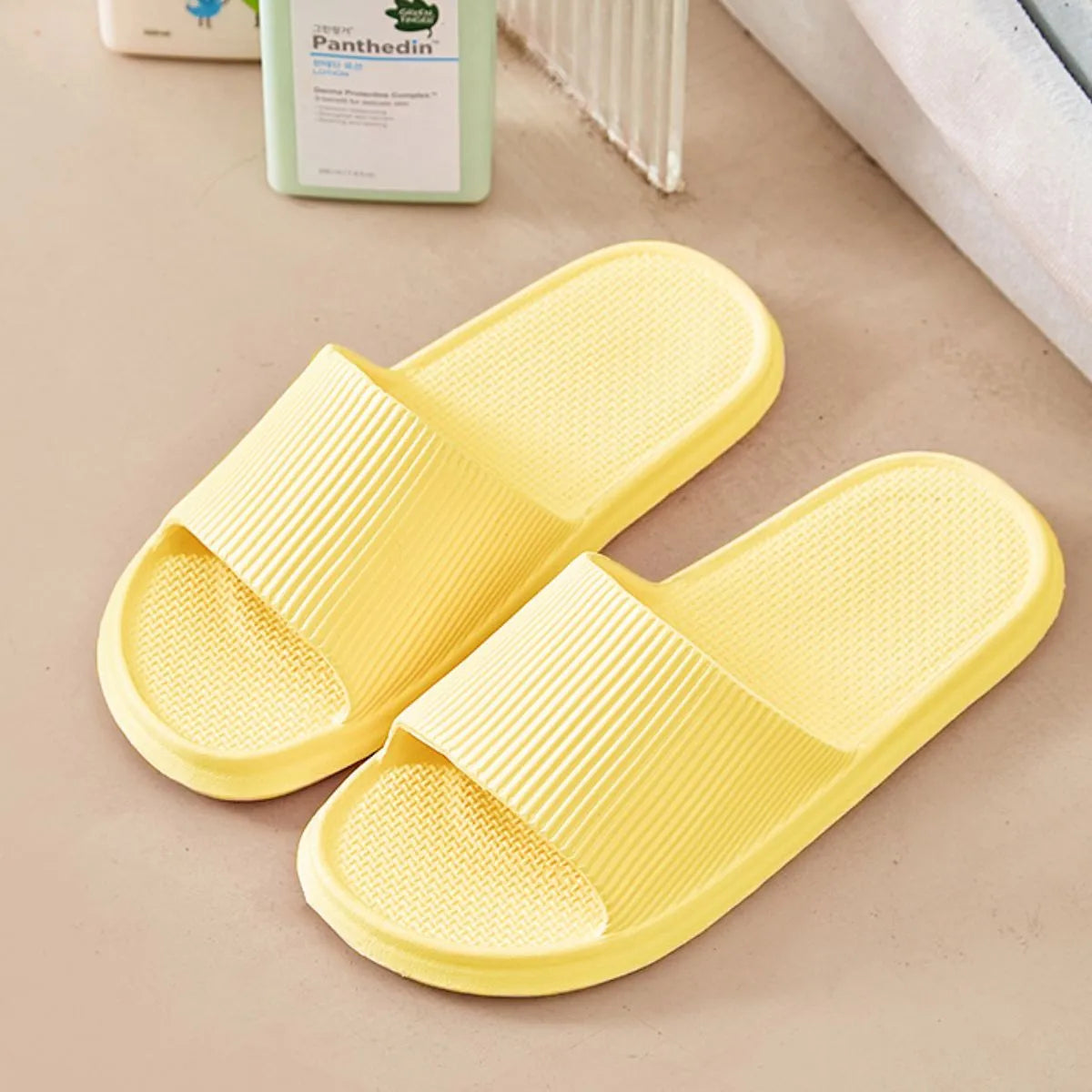 Open Toe Flats Slippers Yellow