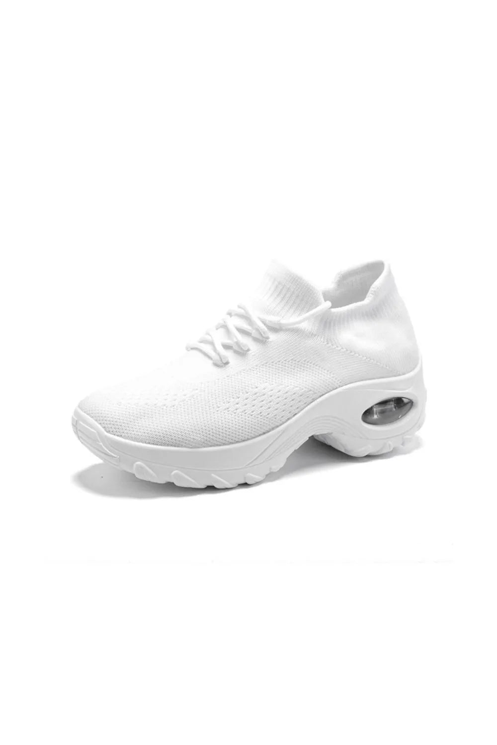 Lace Up Round Toe Platform Athletic White