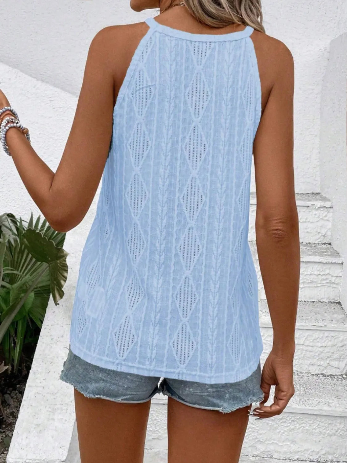 Openwork Grecian Neck Tank