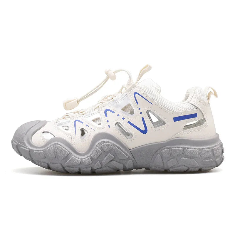 Elastic Lock Laces Round Toe Platform Contrast Athletic