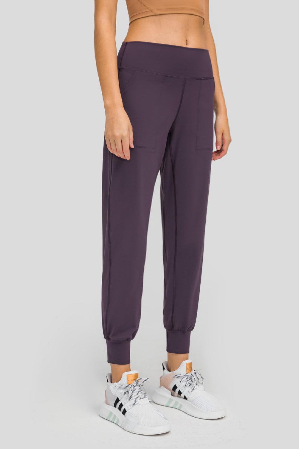 Millennia Wide Waistband Slant Pocket Pants Purple