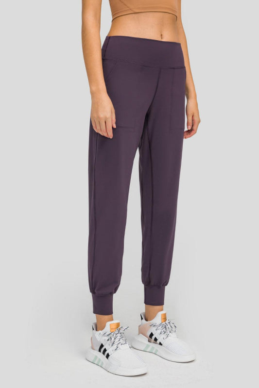 Millennia Wide Waistband Slant Pocket Pants Purple