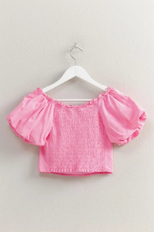 HYFVE Puff Sleeve Sweetheart Neck Top
