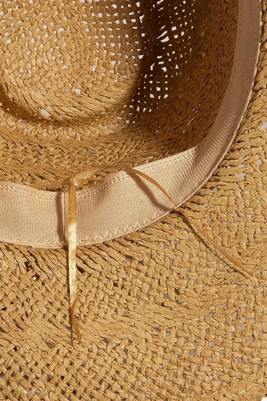 Fame Mixed Beaded And Rope Western Fedora Straw Hat