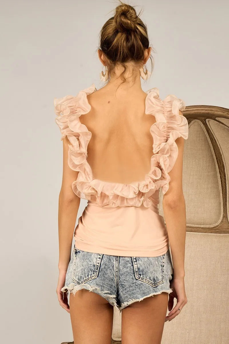 BiBi Merrow Frilled Strap With Neckline Tank Top