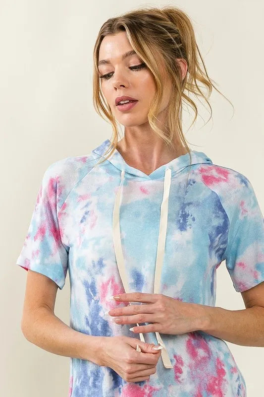 BiBi Tie Dye Terry Hoodie with Drawstring
