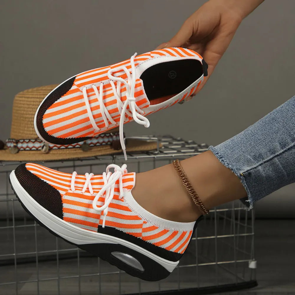 Breathable Mesh Round Toe Athletic Orange