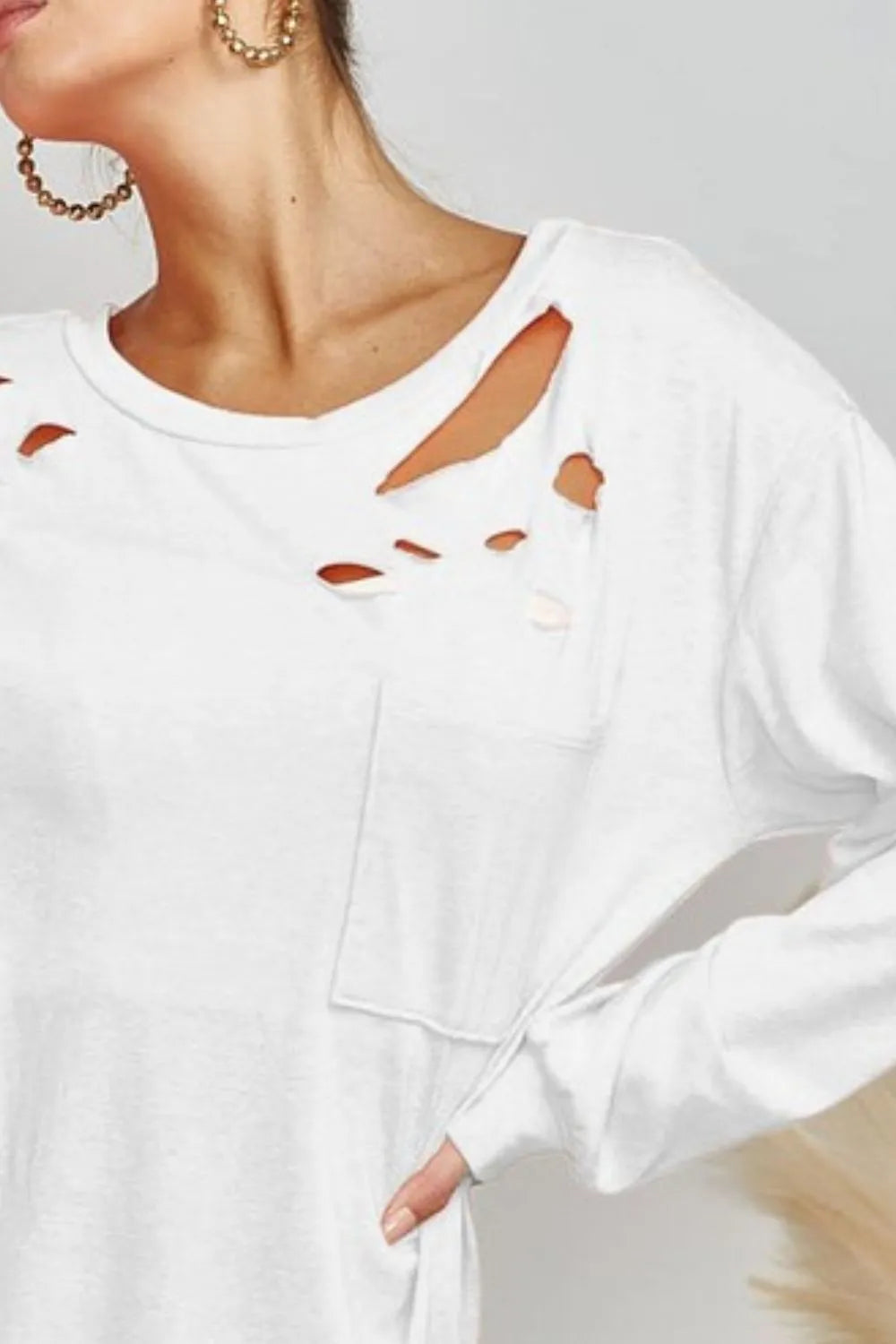 BiBi Triblend with Laser Cut Detailed T-Shirt