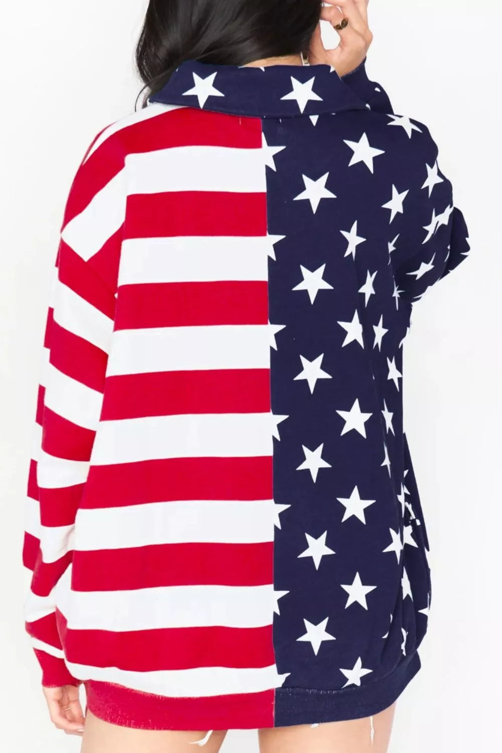 American Flag Print Half Zip Sweatshirt