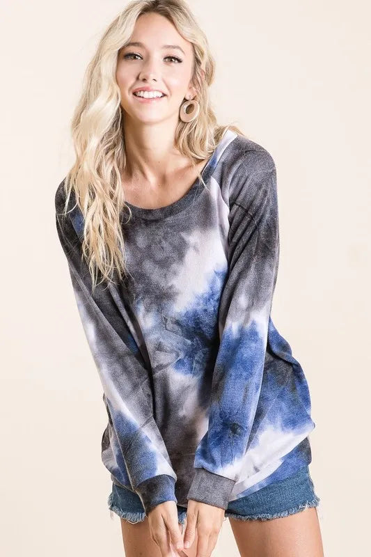 BiBi Tie Dye Sweater Knit Top