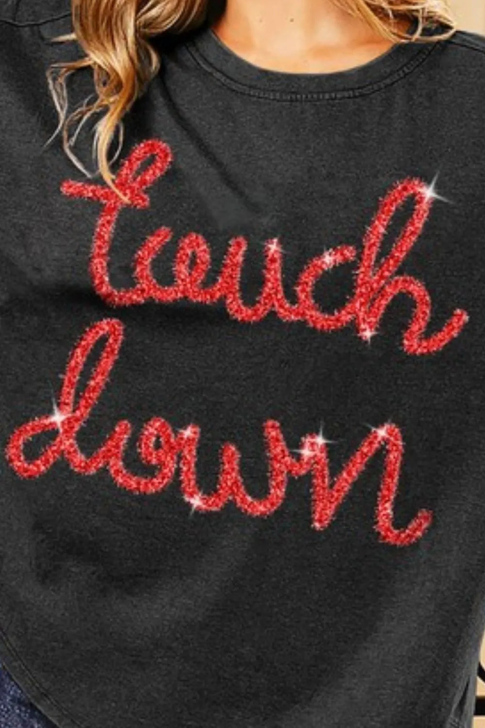 BiBi Touchdown Metallic Letter Vintage Washed Top