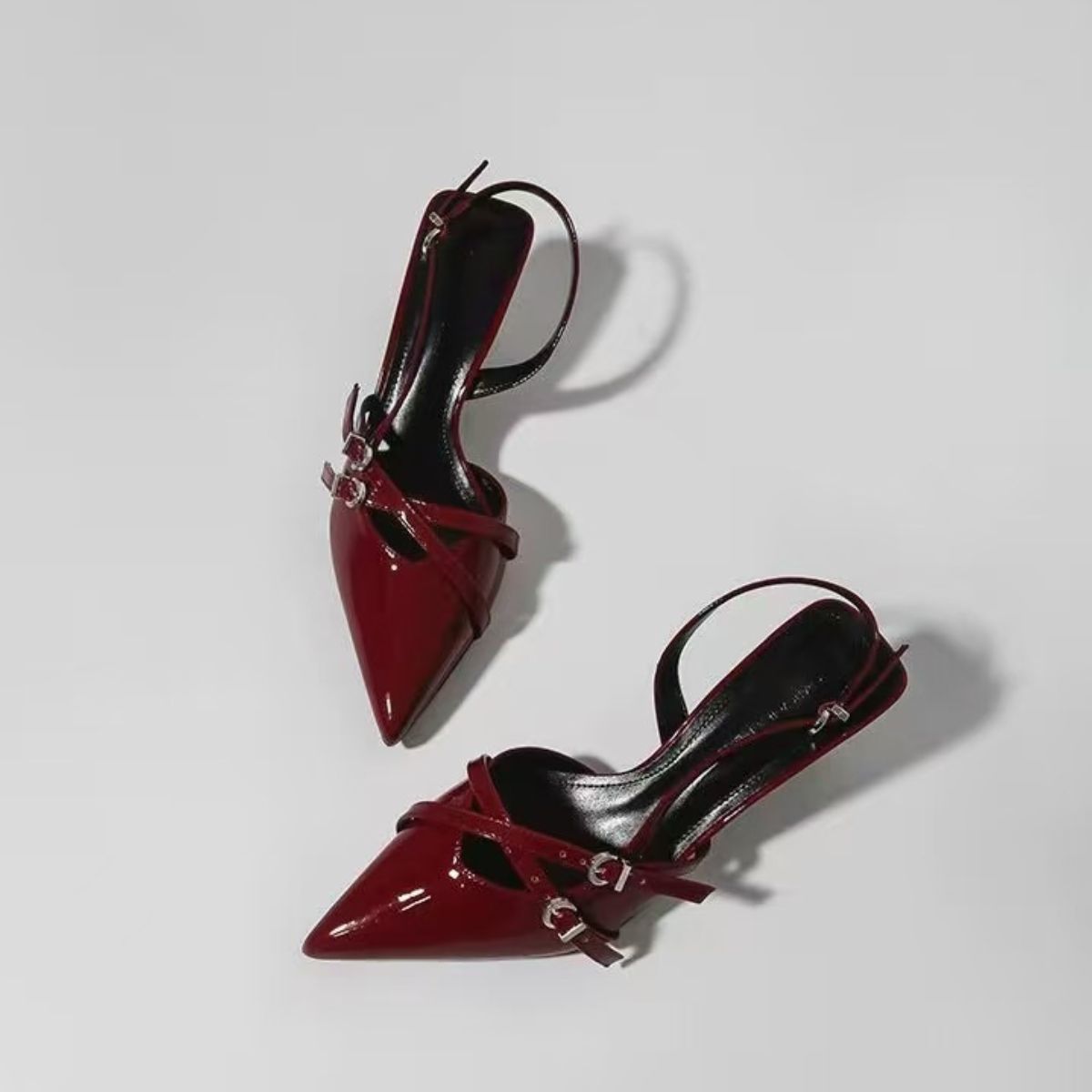 Point Toe Slingback Pumps Burgundy
