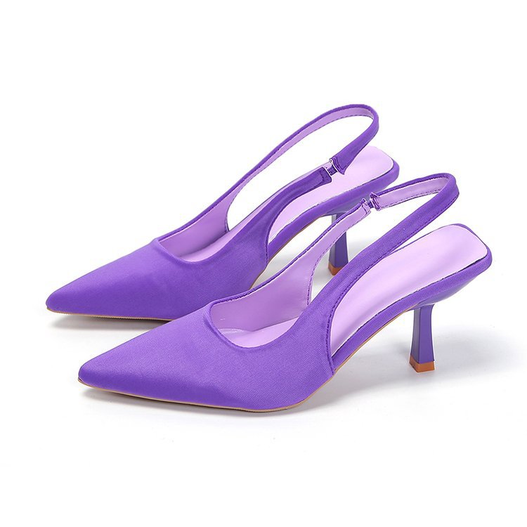 Point Toe Kitten Heel Slingback Pumps Purple