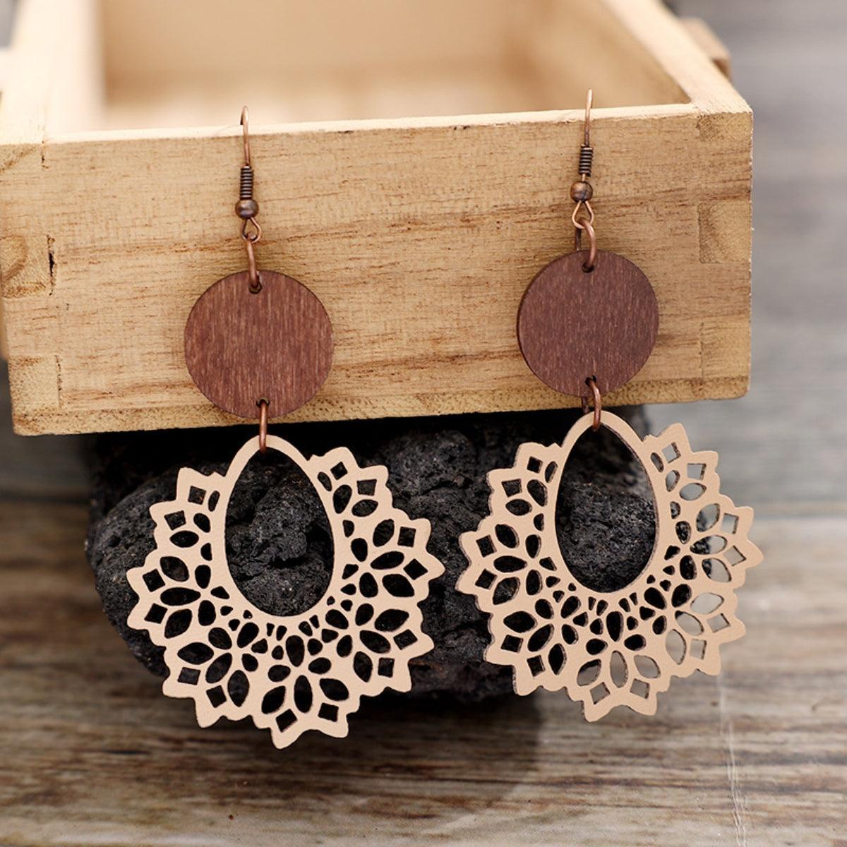 Geometric Cutout Dangle Earrings Tan One Size