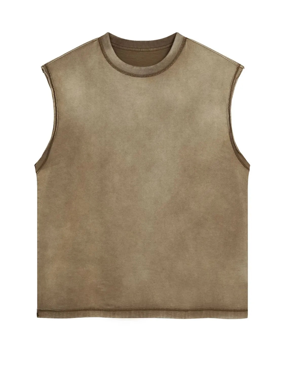 Men's Washed Round Neck Sleeveless Top