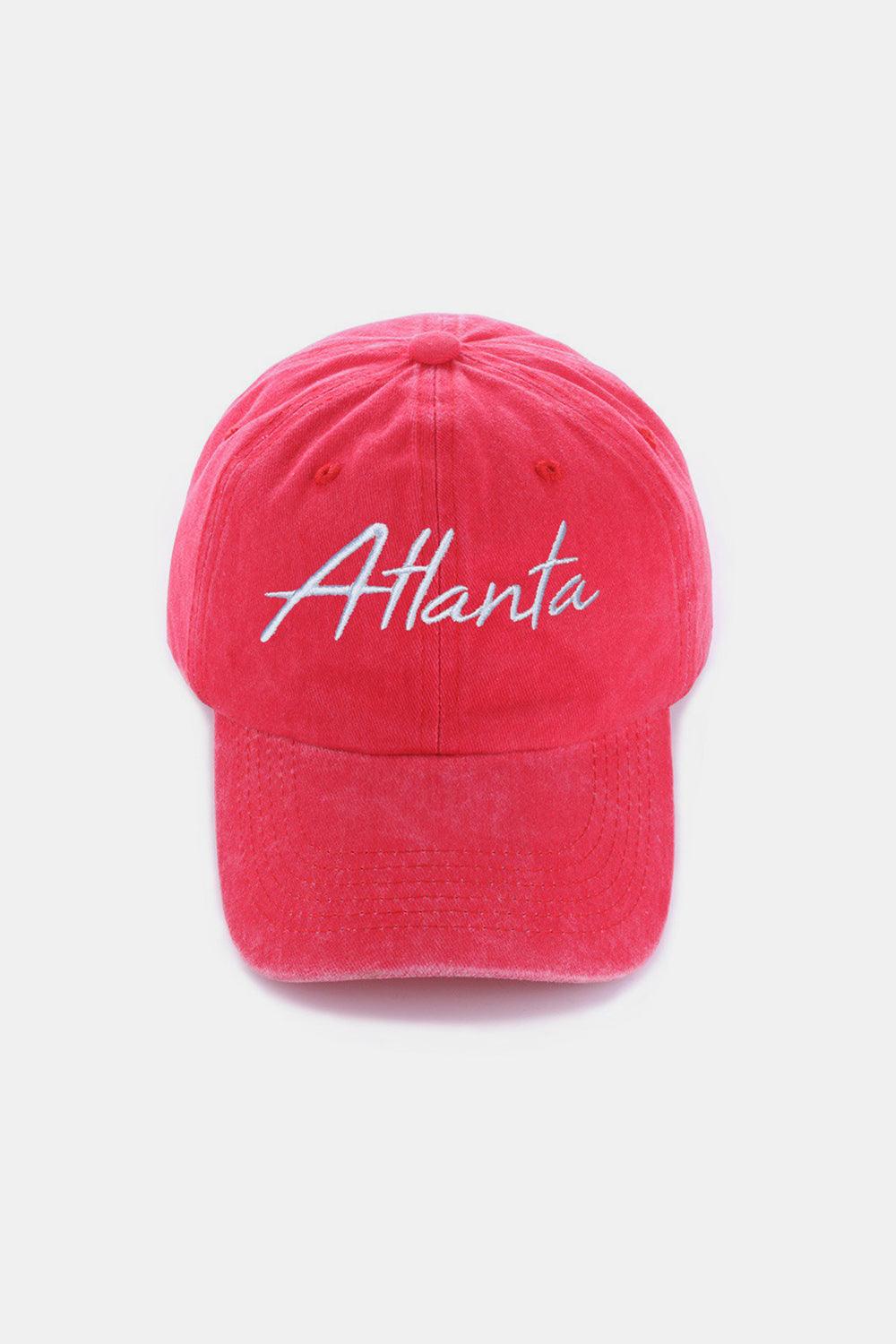 Zenana Washed ATLANTA Embroidered Baseball Cap Atlanta Red One Size