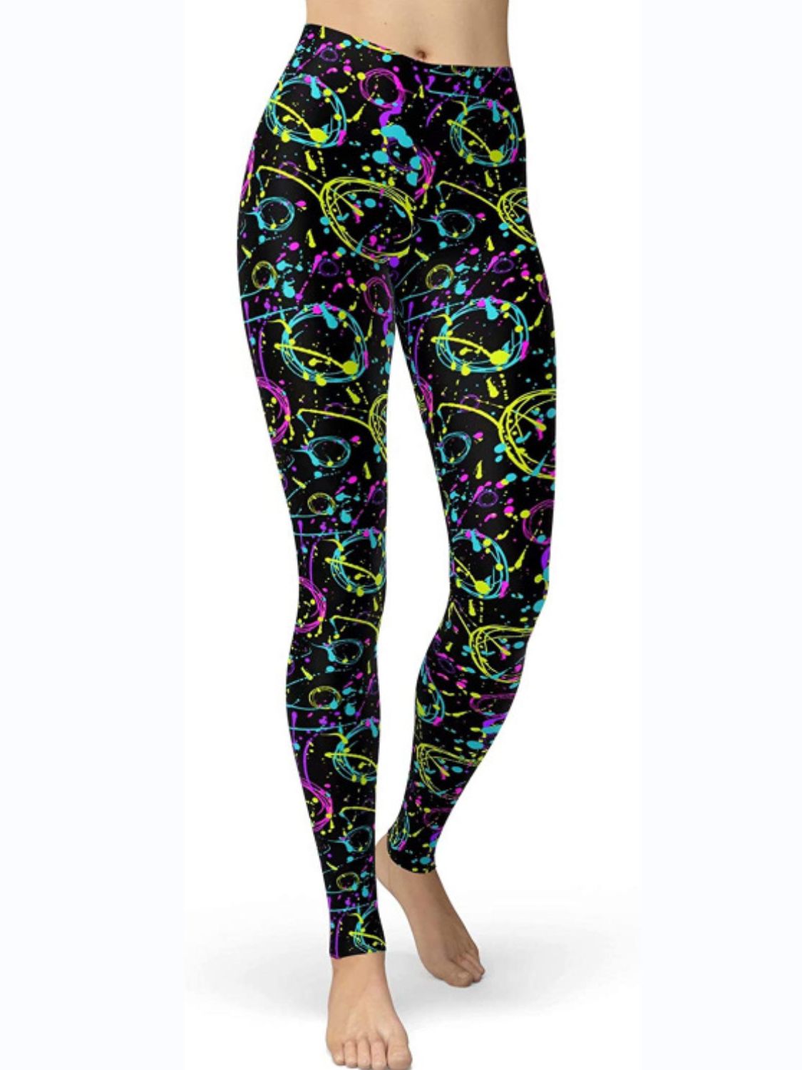 Abstract Print High Waist Active Leggings Green