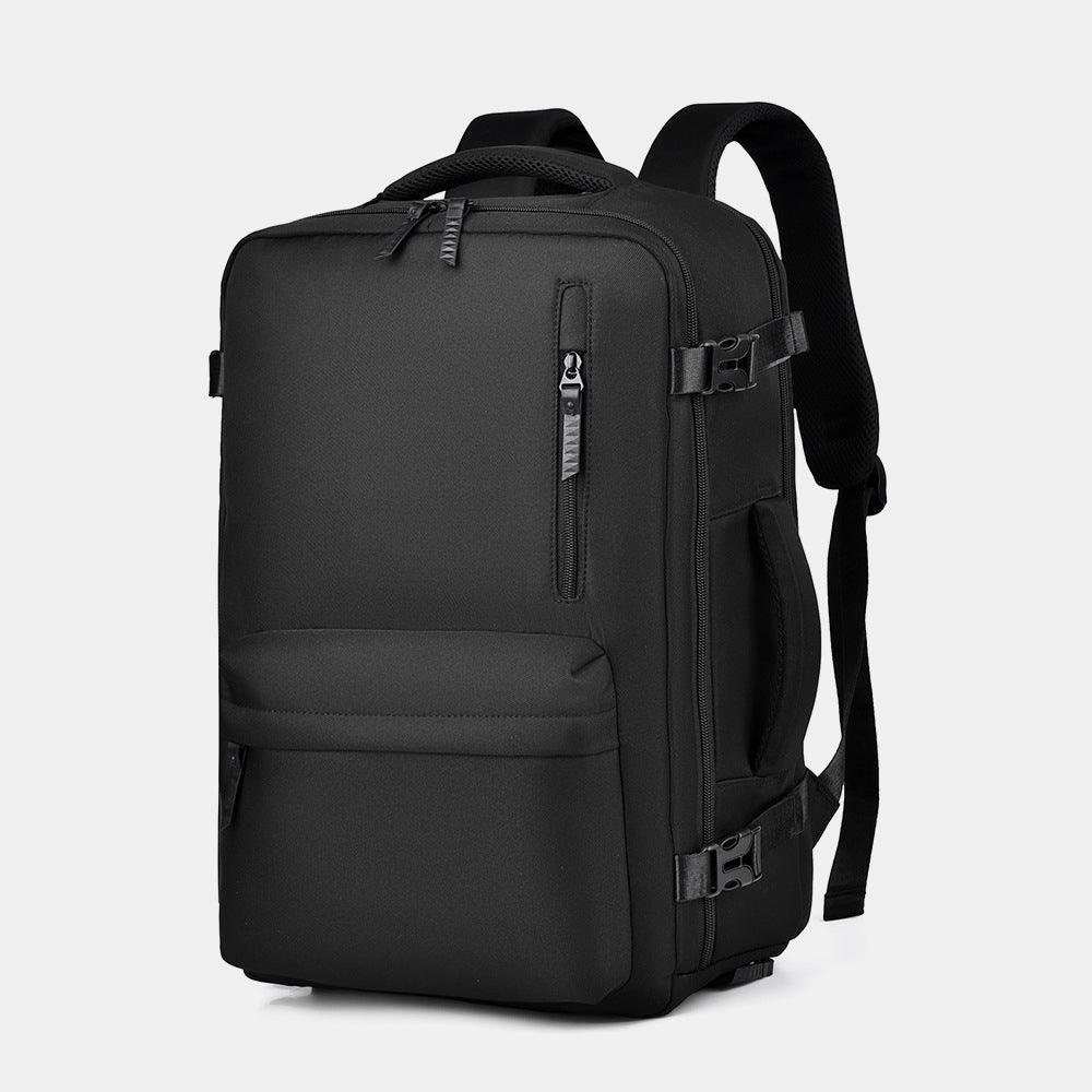 Oxford Cloth Side Pockets Backpack Bag with Handles Black One Size