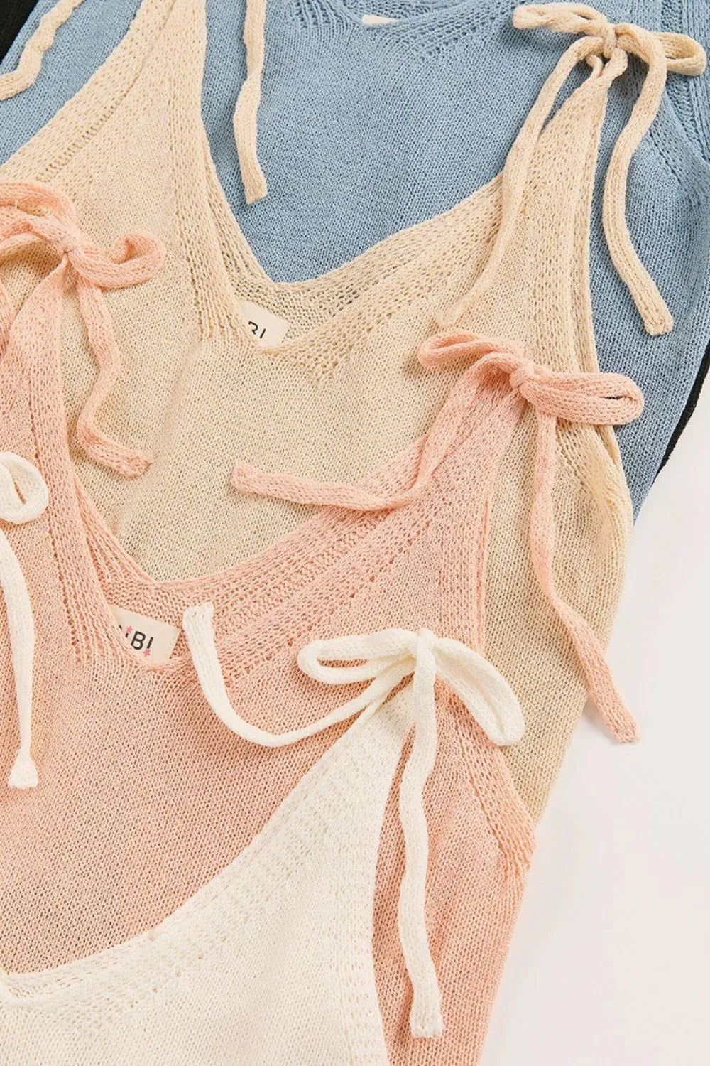 BiBi Tied Shoulder Solid Knit Top