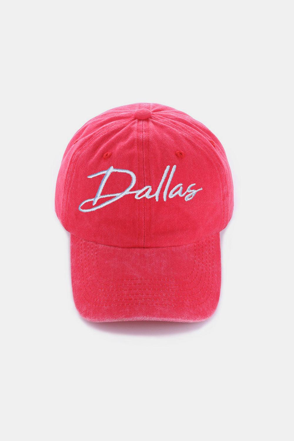Zenana Washed DALLAS Embroidered Baseball Cap Dallas Red One Size