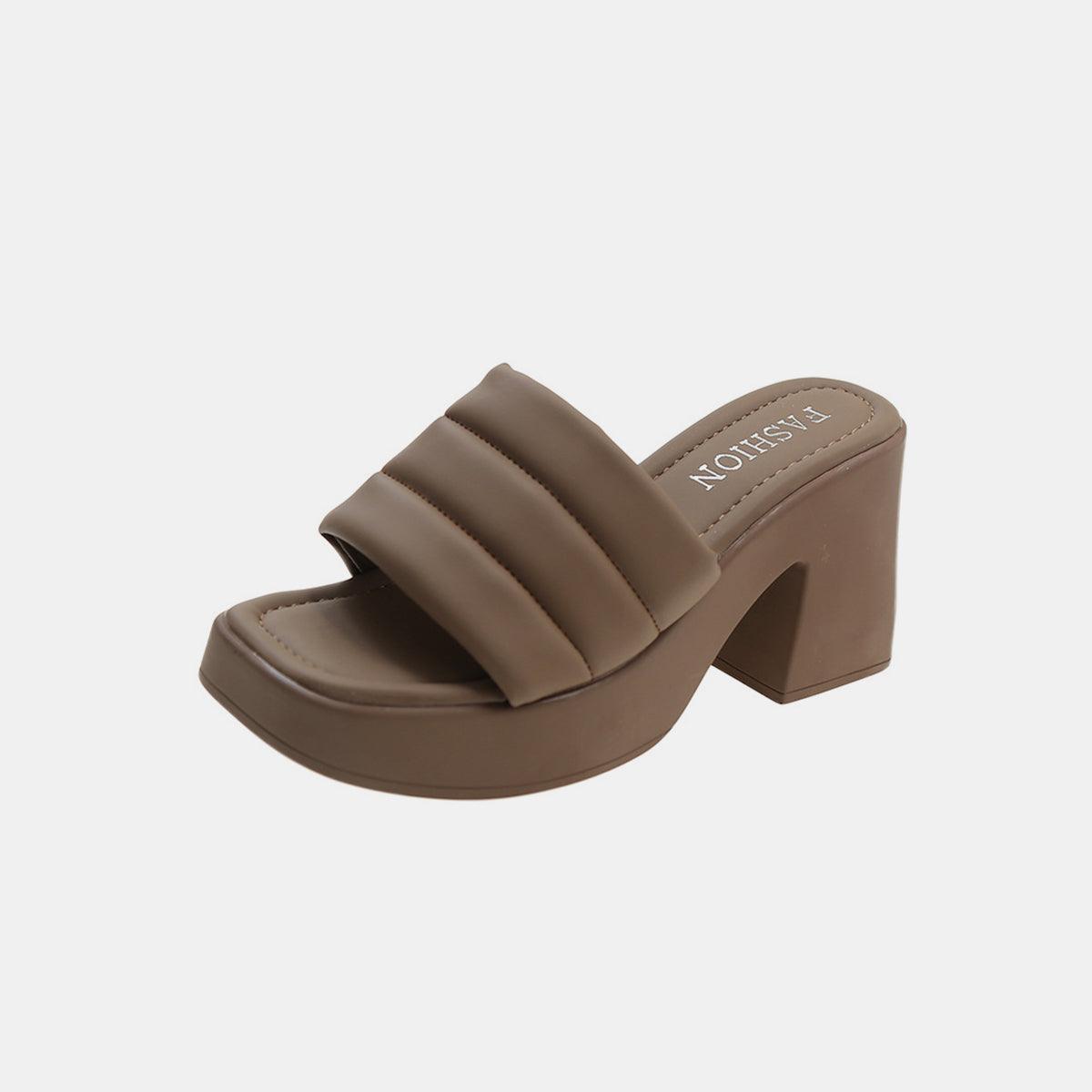 Open Toe Block Heel Sandals Mocha