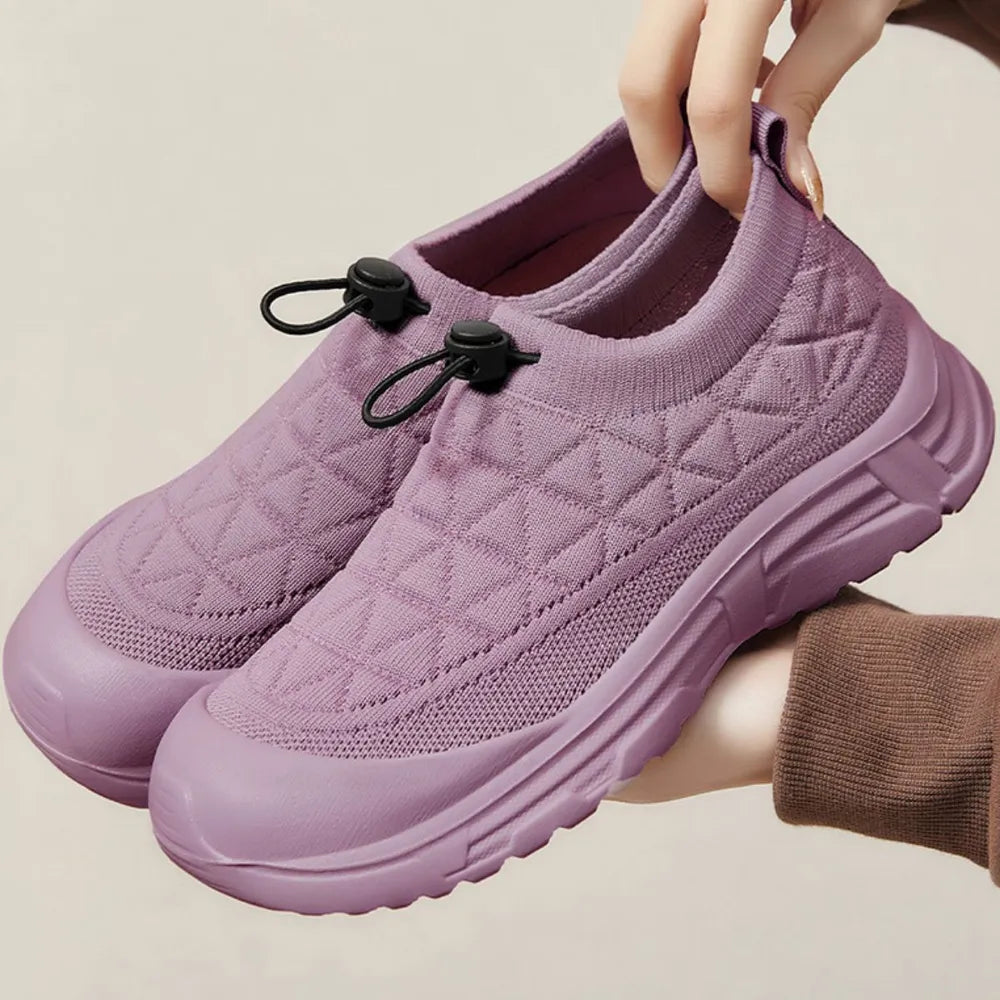 Drawstring Mesh Round Toe Sneakers Purple